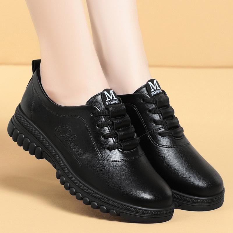 

мода весна осень женская мода туфли-лодочки обувь мягкая кожа танкетка повседневная обувь удобная мягкая кожа для людей среднего возраста и пожилых людей 37(Foot23.5cm)