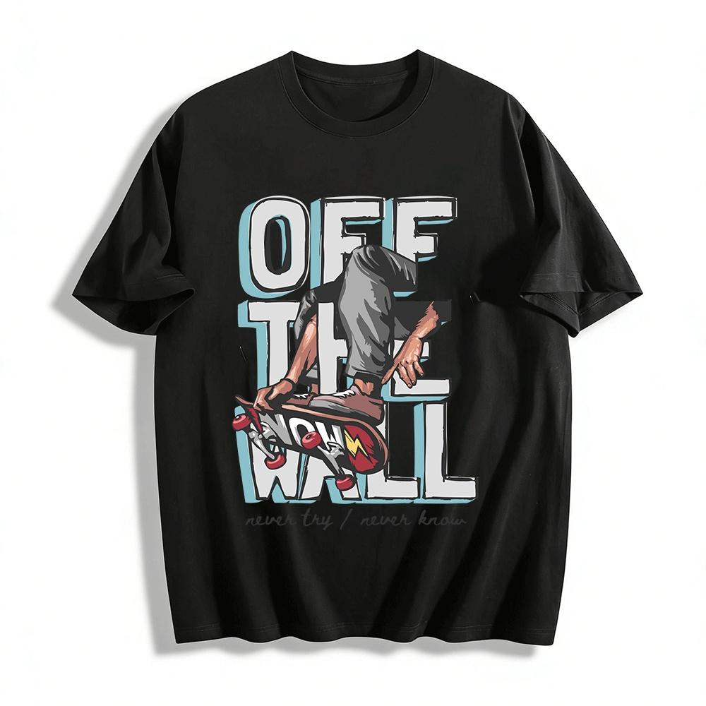 

Футболка с графическим принтом Off The Wall для скейтбординга Крутой уличный стиль Повседневный топ Футболка из чистого хлопка XXS