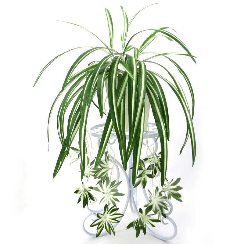 2PCS 65cm Artificial Plants Wall Hanging Chlorophytum Potted Green Plants PVC Fake Plants Simulation Flower Living Room Decor