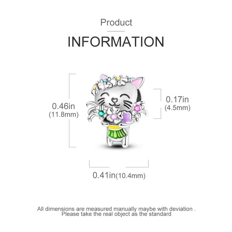 Charms de Buquê de Gato Coloridos Plata R Contas Originais Compatíveis com Pulseira Originalcharms Joias Presentes Para Mulheres