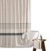 Simple Tassel Striped Bathroom Curtain – Printed Bamboo Joint Fabric, Privacy Shower Partition, Waterproof & Heavy Duty (Hooks Included)