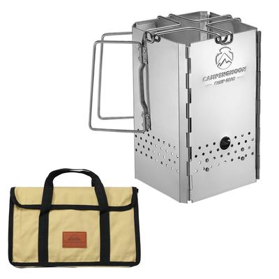 CAMPINGMOON MT-19 2-Way Charcoal Starter, Folding BBQ Fire Starter, Folding Rocket Stove
