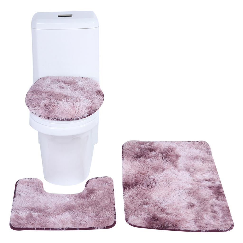 3 szt. Zestaw dywaników łazienkowych Miękki Antypoślizgowy Pokrowiec na Pokrywę Toalety Mata Kąpielowa Dywanik Konturowy Dekoracja DomuRóża