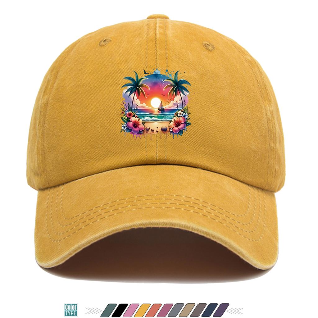 Pc Pcs Tropical Palm Tree Print Baseball Cap with Coconut Tree Adjustable Duckbill Hat Suitable for Beach Outdoor Music Fes