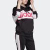 adidas Originals Langer Hoodie Großes Logo Amerikanischer Vintage Farbblock Kapuzenpullover Damen Hoodies Schwarz FH7564