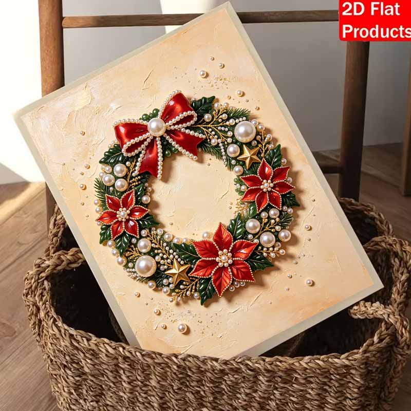 Christmas Pearl Painting Kit Handmade DIY Wreath Poinsettia Bow Star Home Decoration Painting