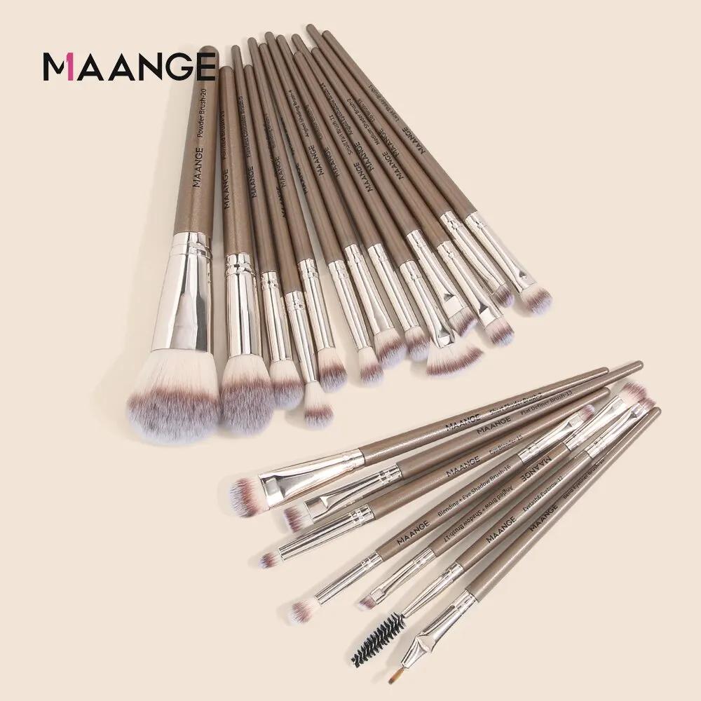 

Maange 20 Piece/Set Makeup Brush Professional Makeup Foundation Eyeshadow Powder Brushes Kits Cosmetic Beauty Tools For Women коричневий