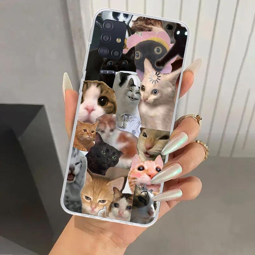 Crying Cat Memes Phone Case for Samsung Galaxy A52 A32 A22 A12 A02S A50S A30S A10S Note 20 Ultra 10 Plus S10 A31 A20 A71 A72 Gal