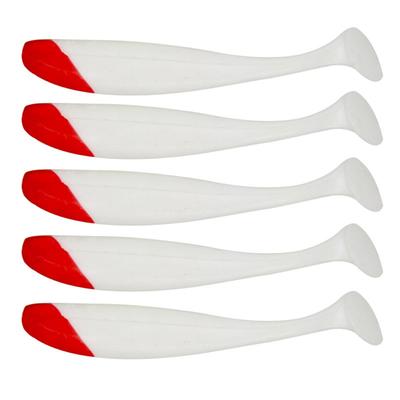 Swimbait vis met rode kop, wit lichaam en T-staart, vliegend kunstaas, worm, zacht kunstaas, vislokmiddel
