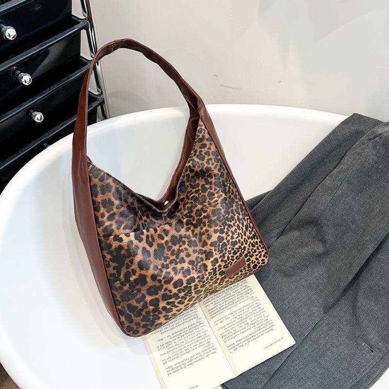 Retro Fashion Leopard Print Lazy Wind Summer New Large-capacity Casual Tote Bag Single Shoulder Underarm Handbag