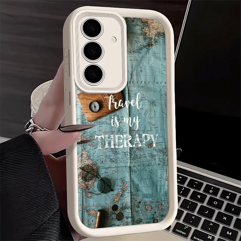 Travel Map Artistic Pattern Soft Phone Case for Samsung Galaxy A17 A16 A26 A36 A56 A15 A25 A35 A55 A14 A24 A34 A54 A13 A23 A33 A
