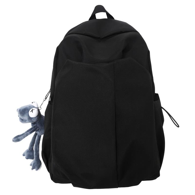 Schoolbag New Casual Backpack Large Capacity Simple Trendy Cool Computer Backpack Medium College Student Solid Color Schoolbag Lightweight