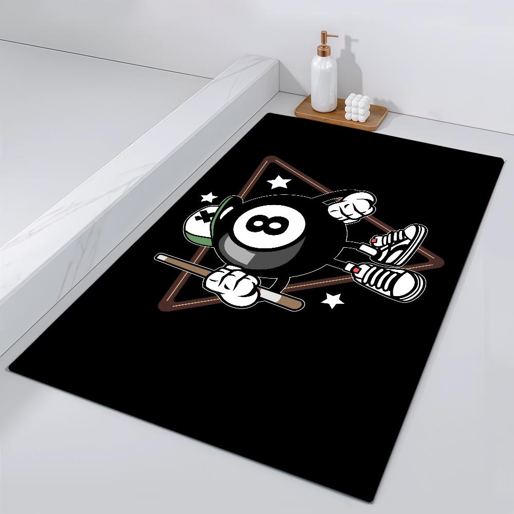 Black Billiards Door Mat Ball No Bedside Entrance Bath Floor Decoration Corridor Door 8 Mat Carpet Game Living Room Balcony