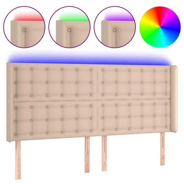 Tête de lit - MAISON EXCLUSIVE - Cappuccino 163x16x118/128 cm - Similicuir - LED intégrée - Hauteur réglable