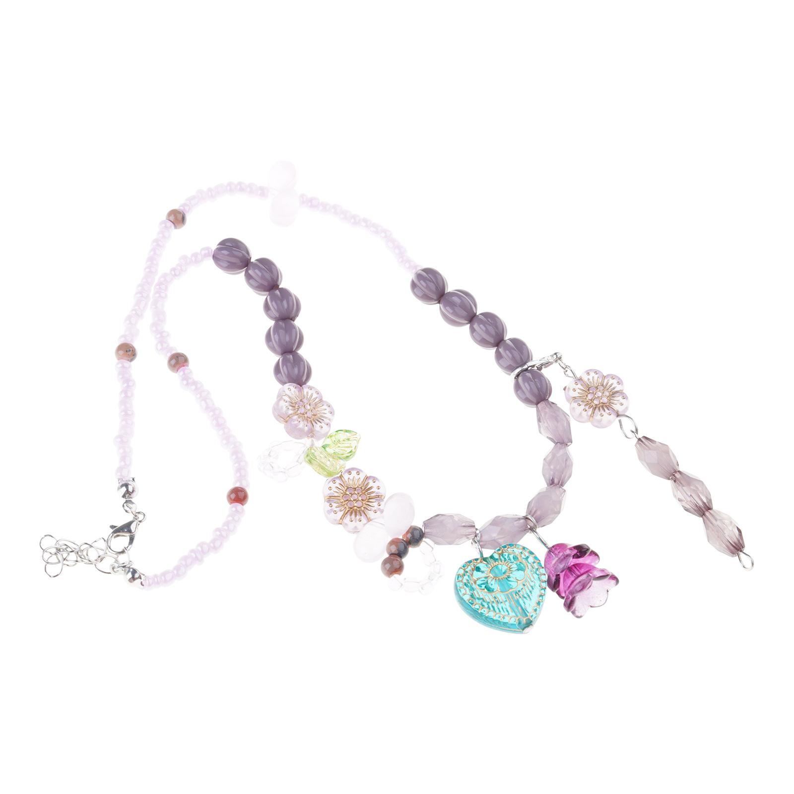 

Винтажное ожерелье-шарм с цветочным узором и регулируемой цепочкой, красочный бисерный кулон в форме сердца, изящное украшение для женщин