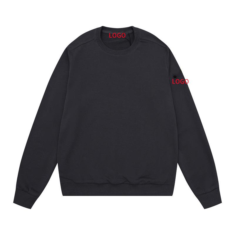 Unisex Stone Compass Badge Basic Pullover Sweatshirt - High-end Casual Round Neck Design for All-Season Comfort