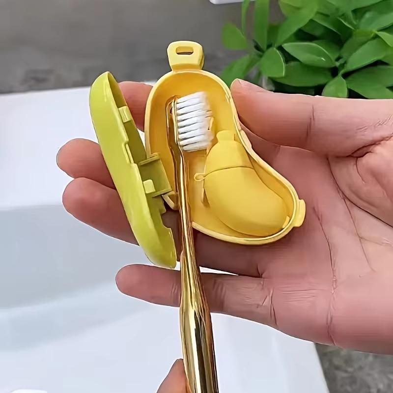 Banana Style Portable Toothbrush Travel Case 1 Set Dustproof Bristle Guard for Hiking Camping Business Travel