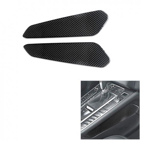 2Pcs Carbon Fiber Gear Shift Side Panel Cover Trim For Porsche Macan 2014-