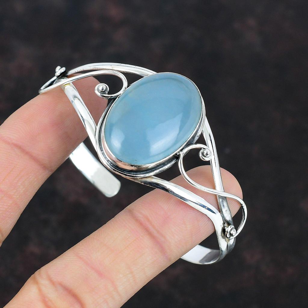 Aquamarine Bangle Gemstone Bangle Handmade Jewelry Adjustable Cuff Bracelet 925 Sterling Silver Bangle Antique Cuff Bracelet Gifts For Wife