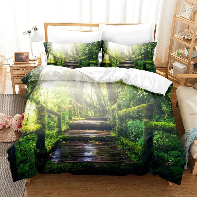 Tree Duvet Cover Set Twin Full King Mysterious Woods Bedding Set Polyester Fantasy Starry Sky Comforter Cover Forest Quilt Cover