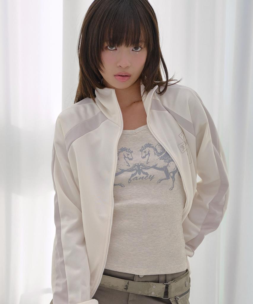 FANCY CLUB Pros Glossy Track Top (Ivory) F26Qb039