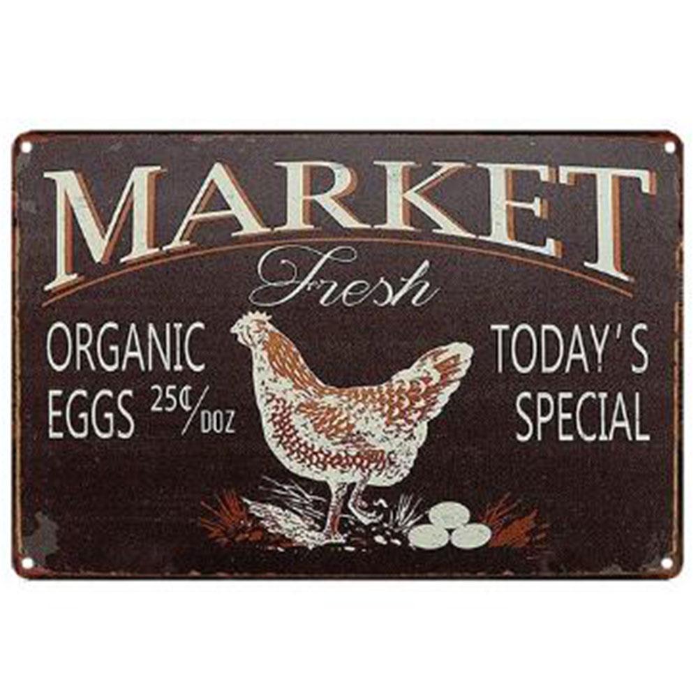 Mfoever Chicken Egg Shabby Chic Poste Tin Signs Metal Plate Farm Fresh Eggs Metal Tinplate Sign Poster xcm