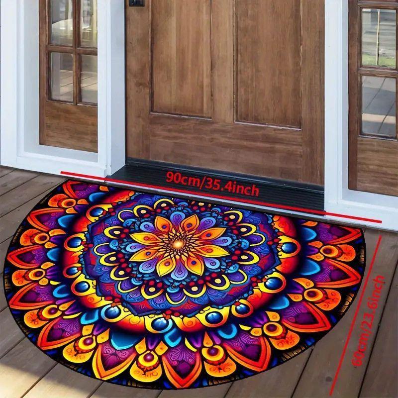Retro American Semicircle Dirt-Resistant Easy-Clean Crystal Velvet Doormat