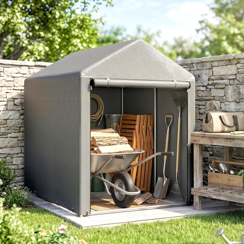 179 x 120cm Temporary Garden Shed, with Accessories - Light Grey