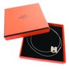 Used AUTHENTIC HERMES Cardue Ash H-cubeNecklace Silver Metal