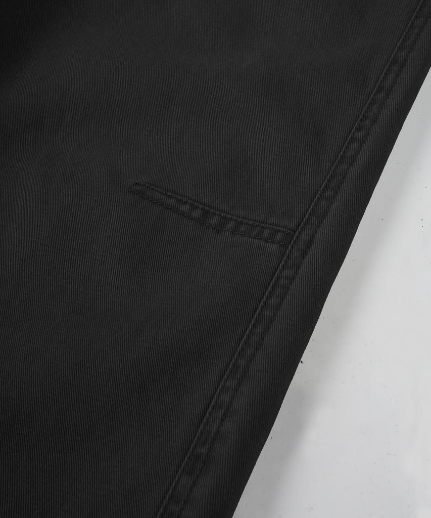 BIRBANTE Garment-Washed Dart Twill Chino Pants - Black