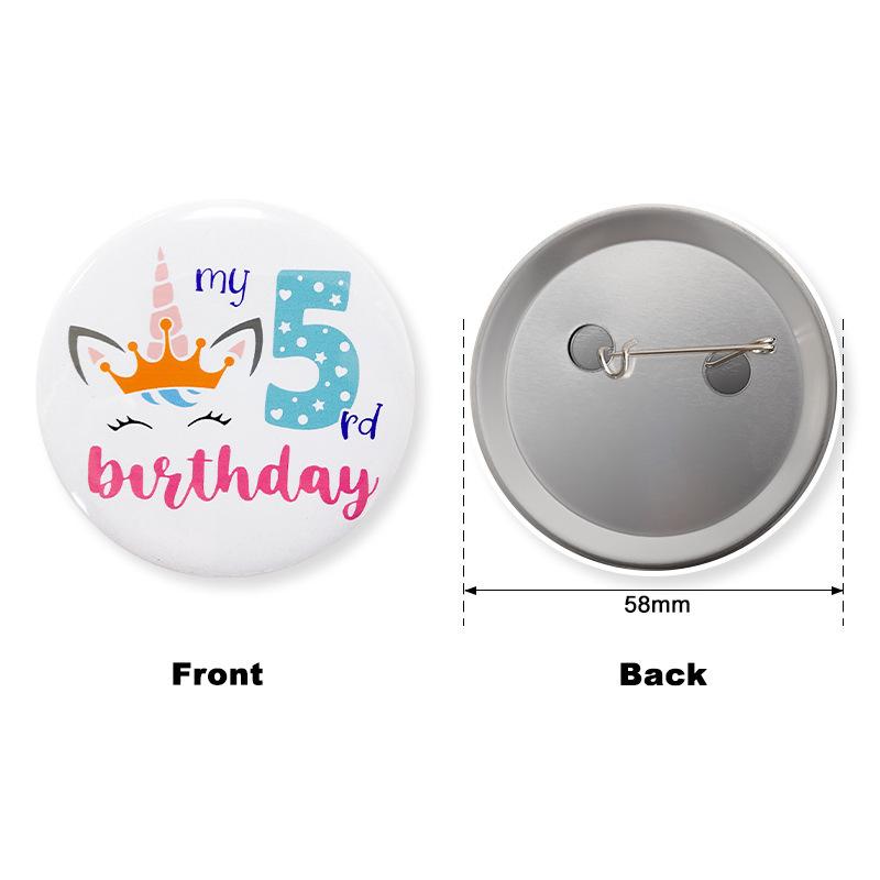 New Unicorn Theme Series Party Badge Baby First Birthday Cartoon Digital Badge 