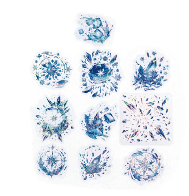 Sticker Pack 20sheets/bag Ice Crystal PET Three-Dimensional Laser Silver Stickers Scrapbook DIY Handbook Mobile Phone Case