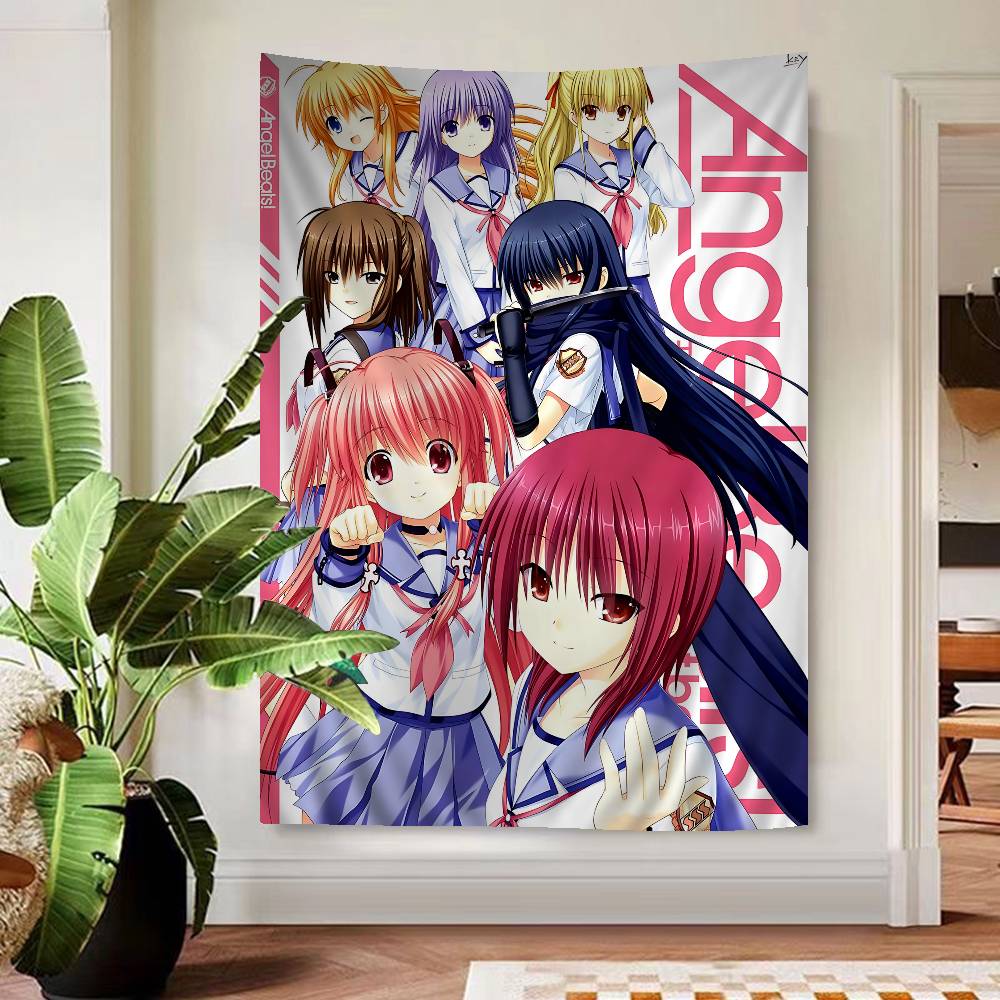 Ангельские ритмы Мультфильм Аниме Гобелен Японское искусство Настенное панно Домашний декор 74x94cm(29x37in)