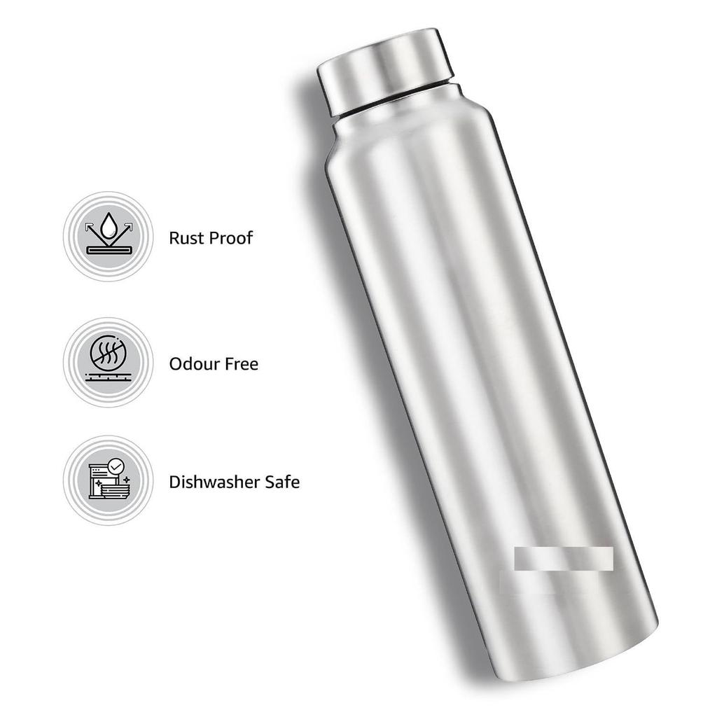 Stainless Steel Water Bottles Set of 6, 1L Each | Rust-Resistant, Shatter-Proof, Spill-Proof | Food Grade Steel | for Office, Home, Travel |(Silver)