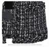 European & American Style Black and White Plaid Tweed Coat, Plus Size, Women's Autumn/Winter Collection.