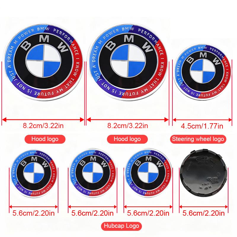 1/4/7Pcs Car Hood Rear Emblem Steering Wheel Sticker Hubcap Logo For BMW E87 E30 E46 E28 E34 E39 E60 F02 F18 F35 G20 G03 G05 F10