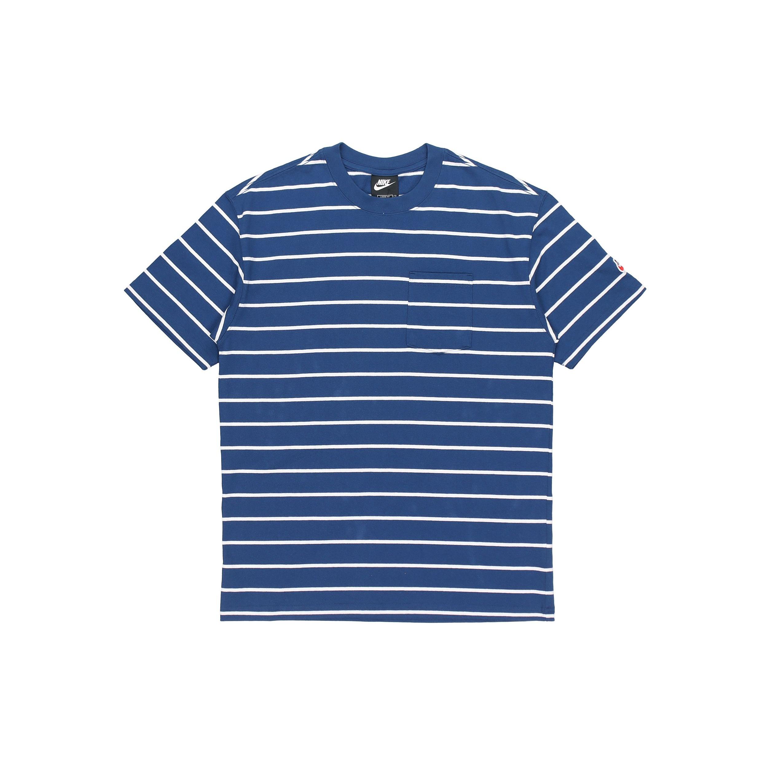 Nike Sportswear Sports Stripe Round Neck Short Sleeve Blue Men s DM8880-490 M