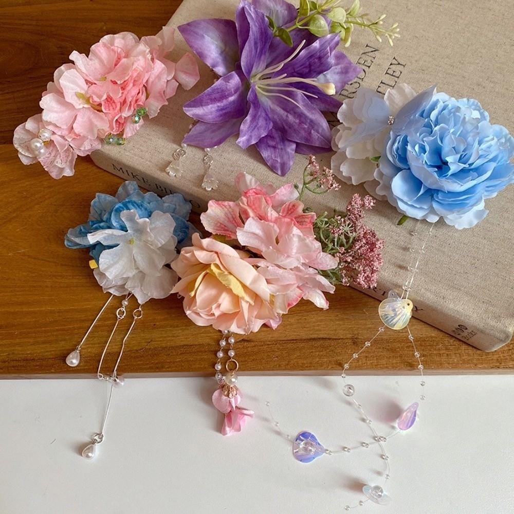 Pearl Hanfu Hair Accessories Tassel Chinese Style Hair Clip Exquisite Flower Hairpin  Women