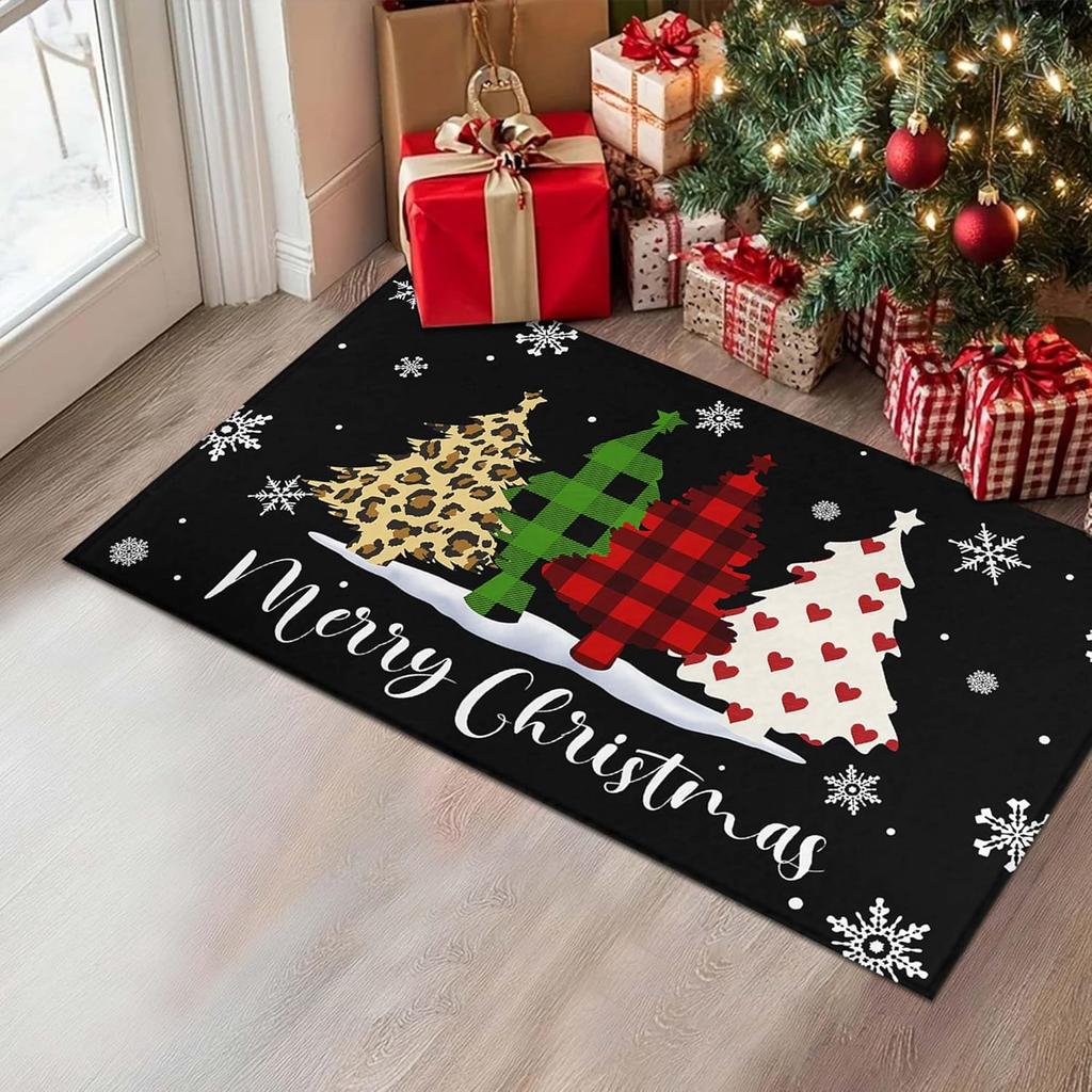 VIAMA Christmas Tree Welcome Doormat Kitchen Laundry Floor Mats Indoor Outdoor Entrance Rugs Festive Home Decoration