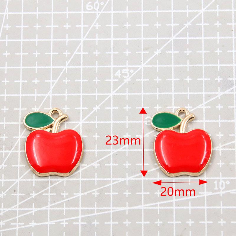 3-Color Alloy Apple Pendant Charms: 20x23mm, KC Gold, Drip Oil Finish for DIY Jewelry & Accessories