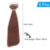 PATIKIL 15cm Puppenperücken-Set mit 6 Stück, Hitzebeständige Seiden-Glattperücke, Puppen-Haarstyling-Set, DIY Handgemachtes Zubehör, Rotbraun