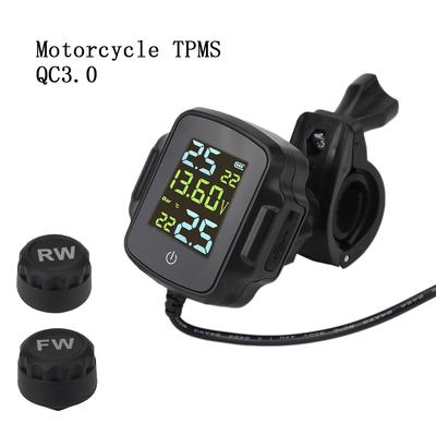 Con 2 sensori esterni per tablet telefono moto TPMS caricatore USB sistema di allarme temperatura pneumatici con QC 3.0