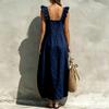 Sleeveless Square Neck Ruffle Strap Maxi Dress Loose Fit Casual Lightweight Summer Dress for Women Beachwear
