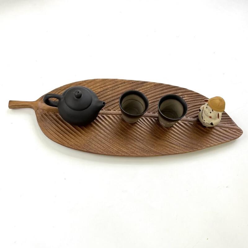 Ru Han Chinese Walnut Leaf Tray