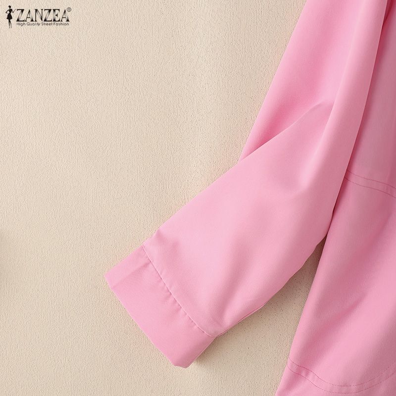 ZANZEA Women Casual Round Neck Solid Color Long Sleeve Loose Blouse