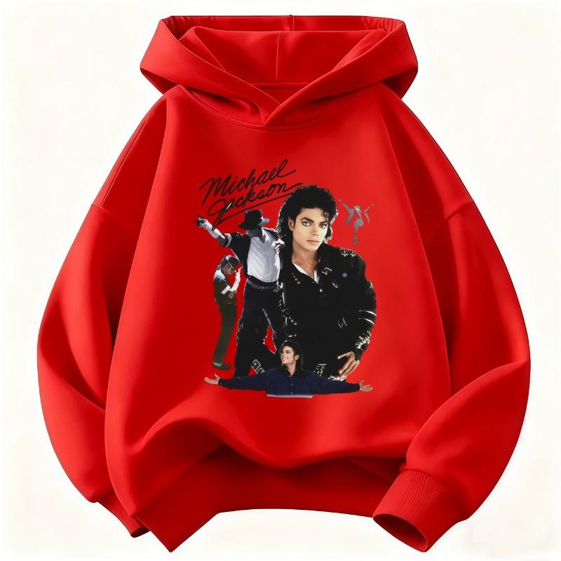 Felpa con Stampa Michael Jackson per Bambini e Ragazzi/e – Calda Felpa con Grafica Icona Pop Stile Retro Autunno/Inverno per Bambini e Ragazzi/e