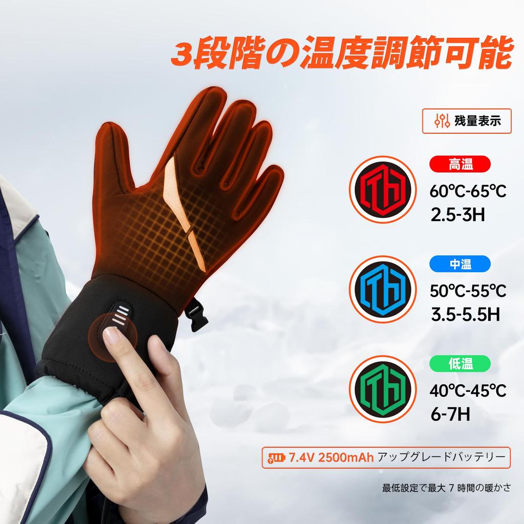 ThxToms Electric Heated 3 Temperature 2500mAh Touchscreen Perfect for Arthritis and Winter Christmas Gift Gloves, Thin, Unisex, Settings,