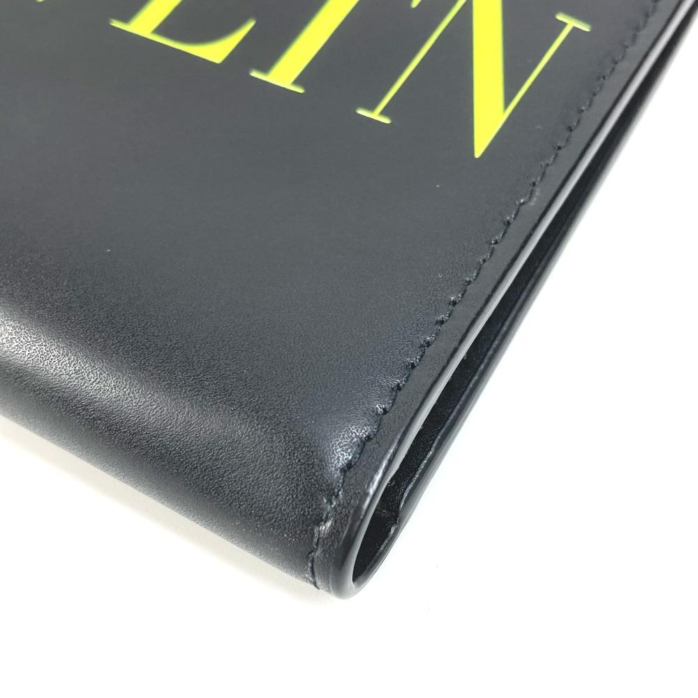 VALENTION VLTN Logo Neck strap Wallet Coin Case Purse Bifold Wallet Black