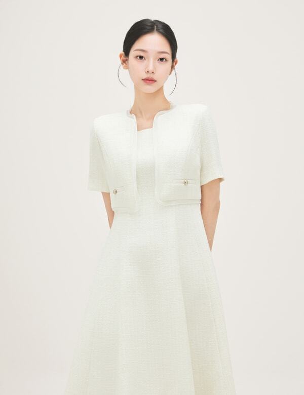 Roem Jacket-Style 2-In-1 Tweed Long Dress Rmowg26St3