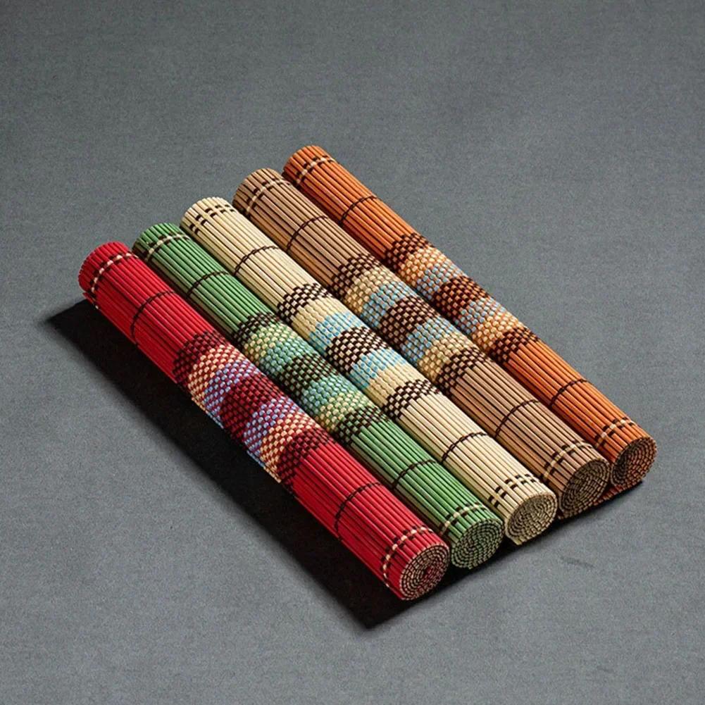 

5 шт. настольные салфетки плетеные ребристые моющиеся противоскользящие коврики для стола украшение стола многоразовые коврики для скручивания суши